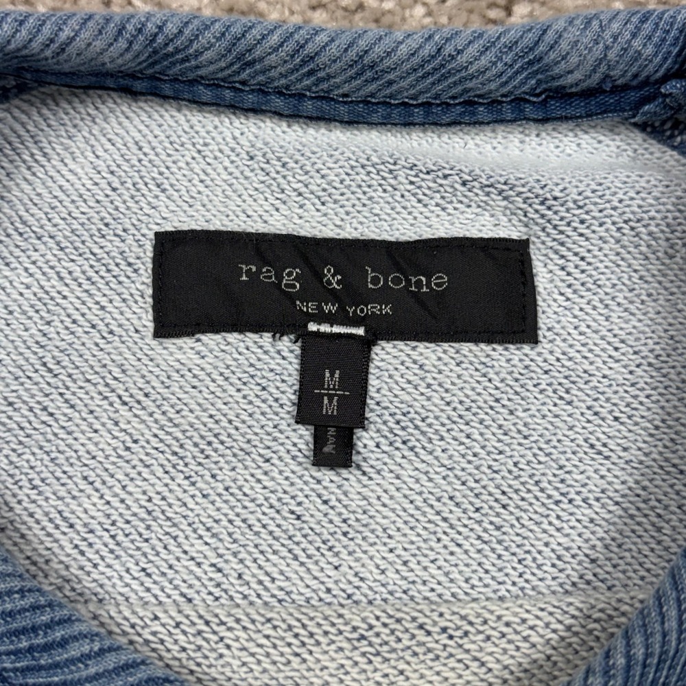 Rag & Bone Mens Blue Cotton Raglan Crew Neck Sweatshirt Denim Size M - Picture 3 of 8